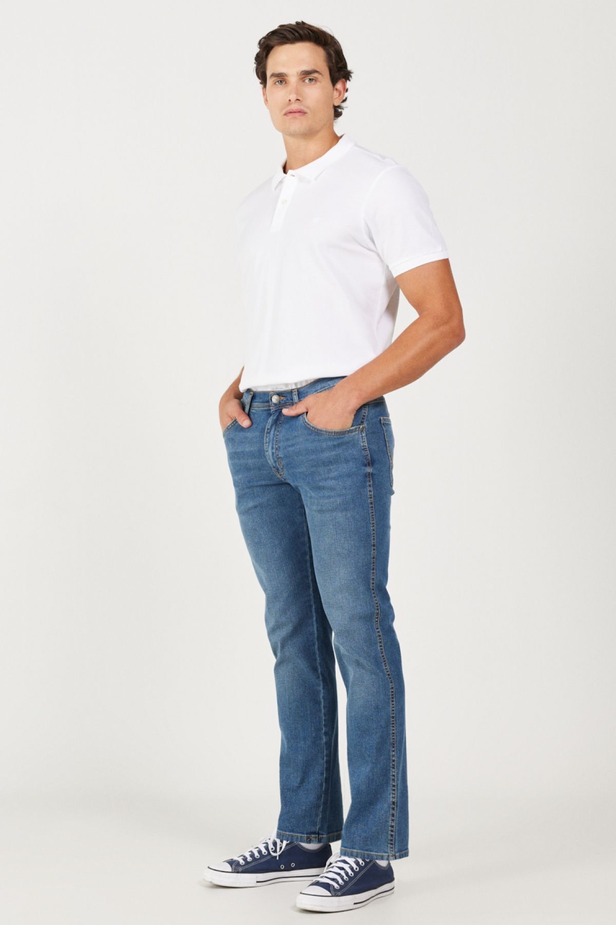 شلوار جین آبی مردانه آریزونا مستقیماً مناسب انعطاف پذیر Wrangler