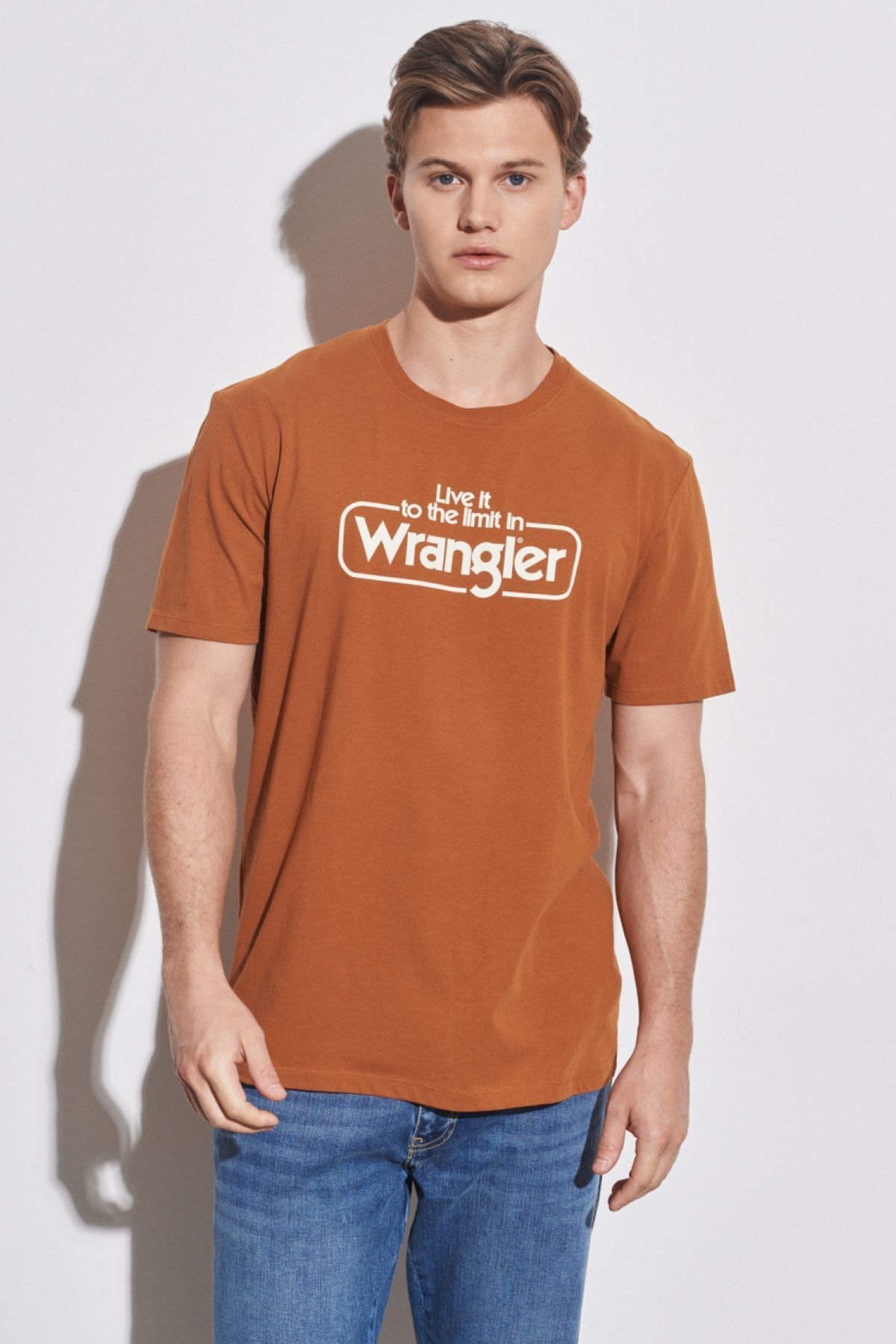 تی شرت چند رنگ مردانه معمولی مناسب برش طبیعی 100 ٪ دوچرخه پنبه ای yaka caramel t shirt Wrangler