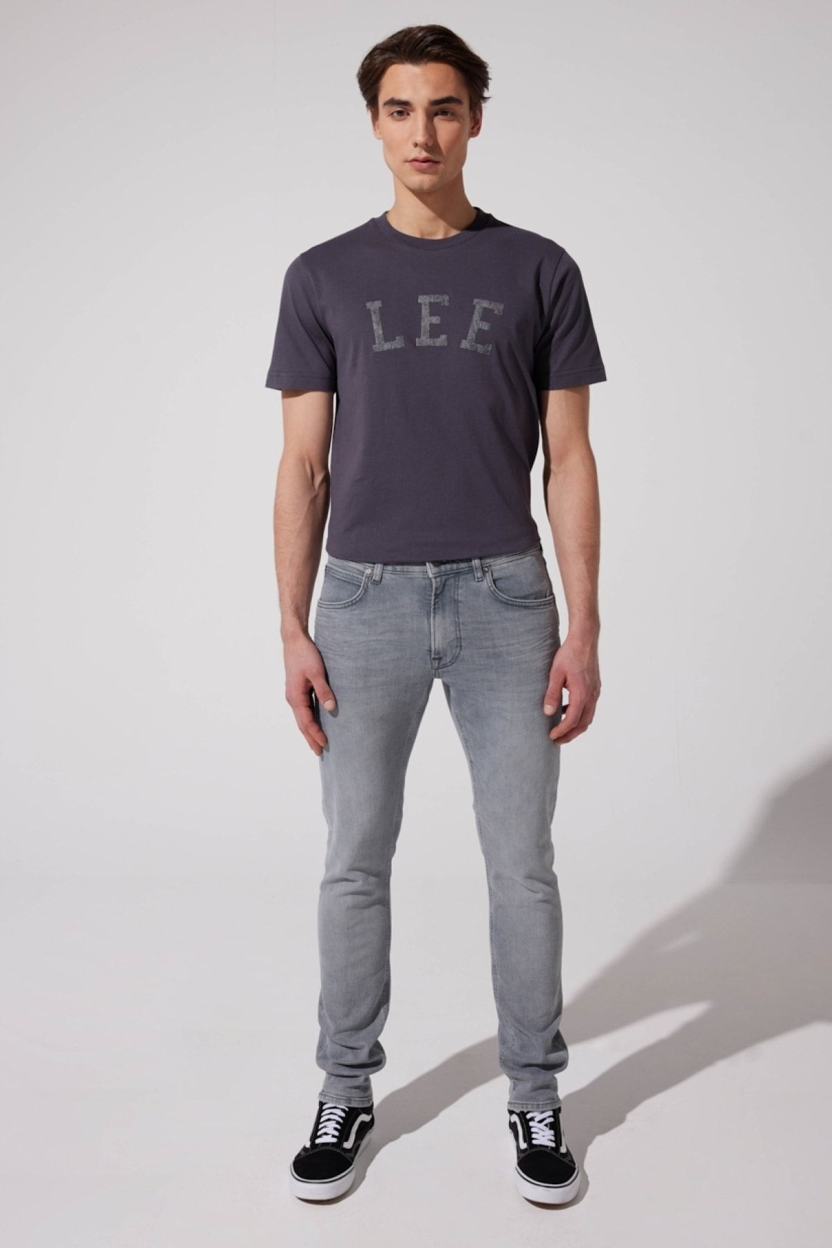 شلوار جین خاکستری مردانه Luke Slim Fit معمولی کشدار طوسی کمر Lee
