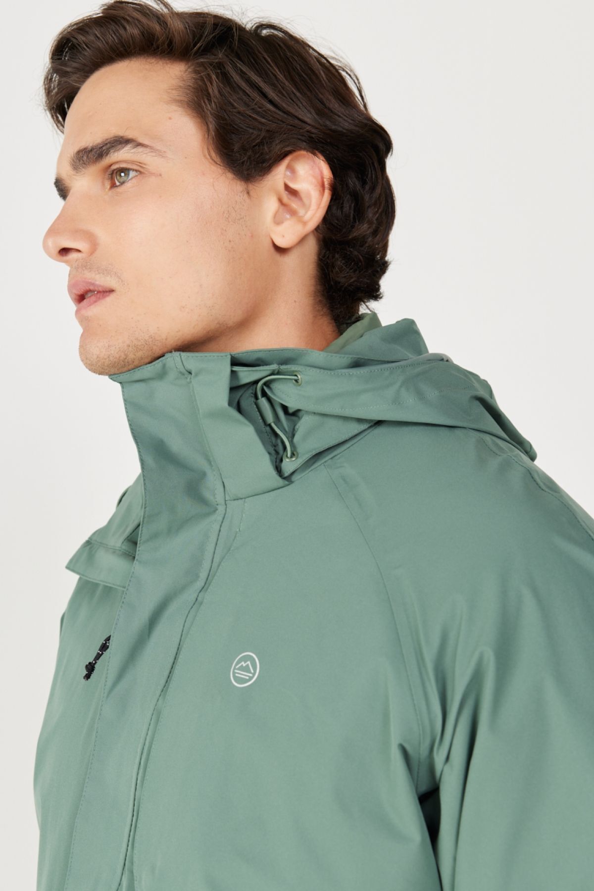 WRANGLER-All Terrain Gear Regular Fit Regular Cut Hooded Waterproof 3in1 Męski Zielony Płaszcz Przeciwdeszczowy 3