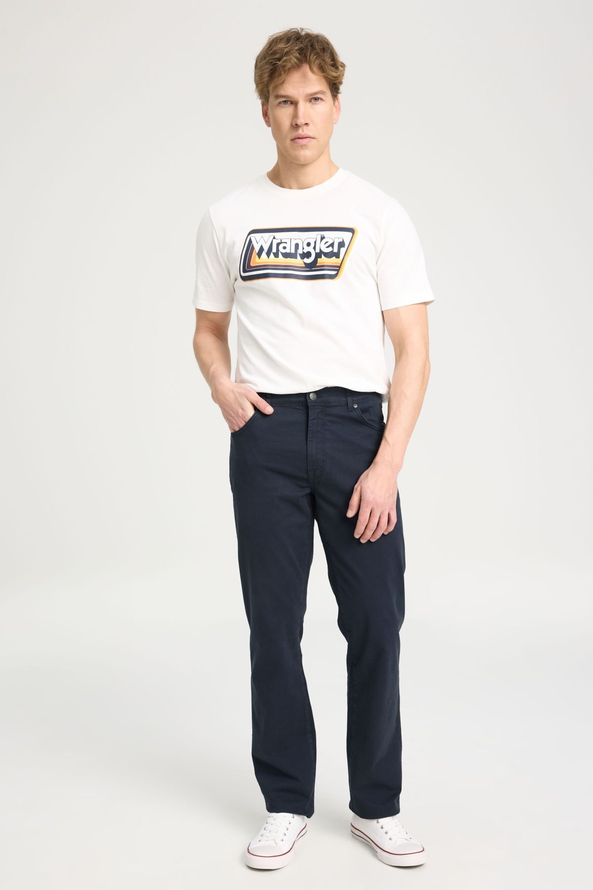شلوار جین آبی مردانه Flash Straight Cuting Normal Bel Texas Navy Blue Pants قابل انعطاف Wrangler