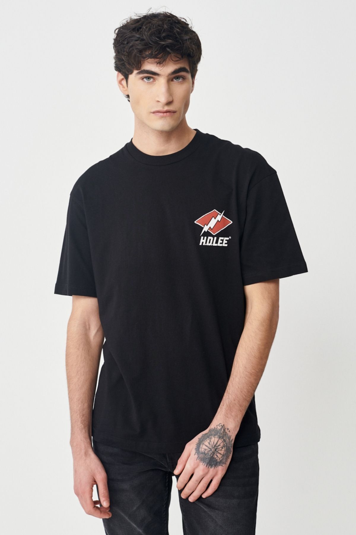 تی شرت سیاه مردانه لباس مناسب و راحت 100 ٪ یقه دوچرخه پنبه ای T SHIRT Lee