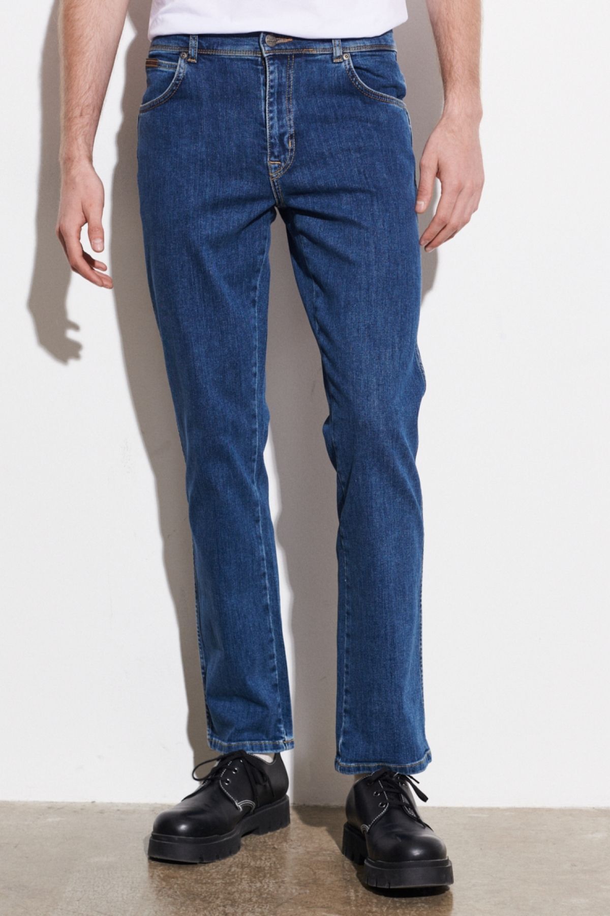 شلوار جین آبی مردانه انعطاف پذیر کمر تگزاس با مناسب Wrangler