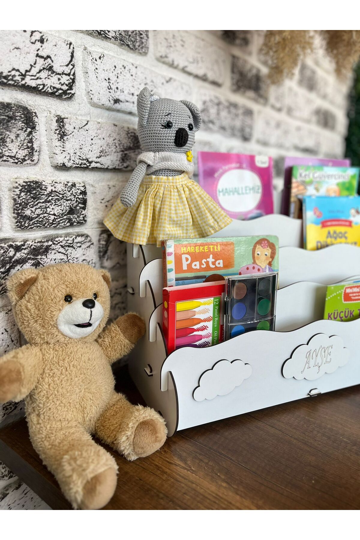 KLES Axel montessori Kalemlikli Kitaplık , organizer Masa Düzenleyici 4 raf'lı Çocuk Kitaplığı fotoğrafı 2 (önizleme)