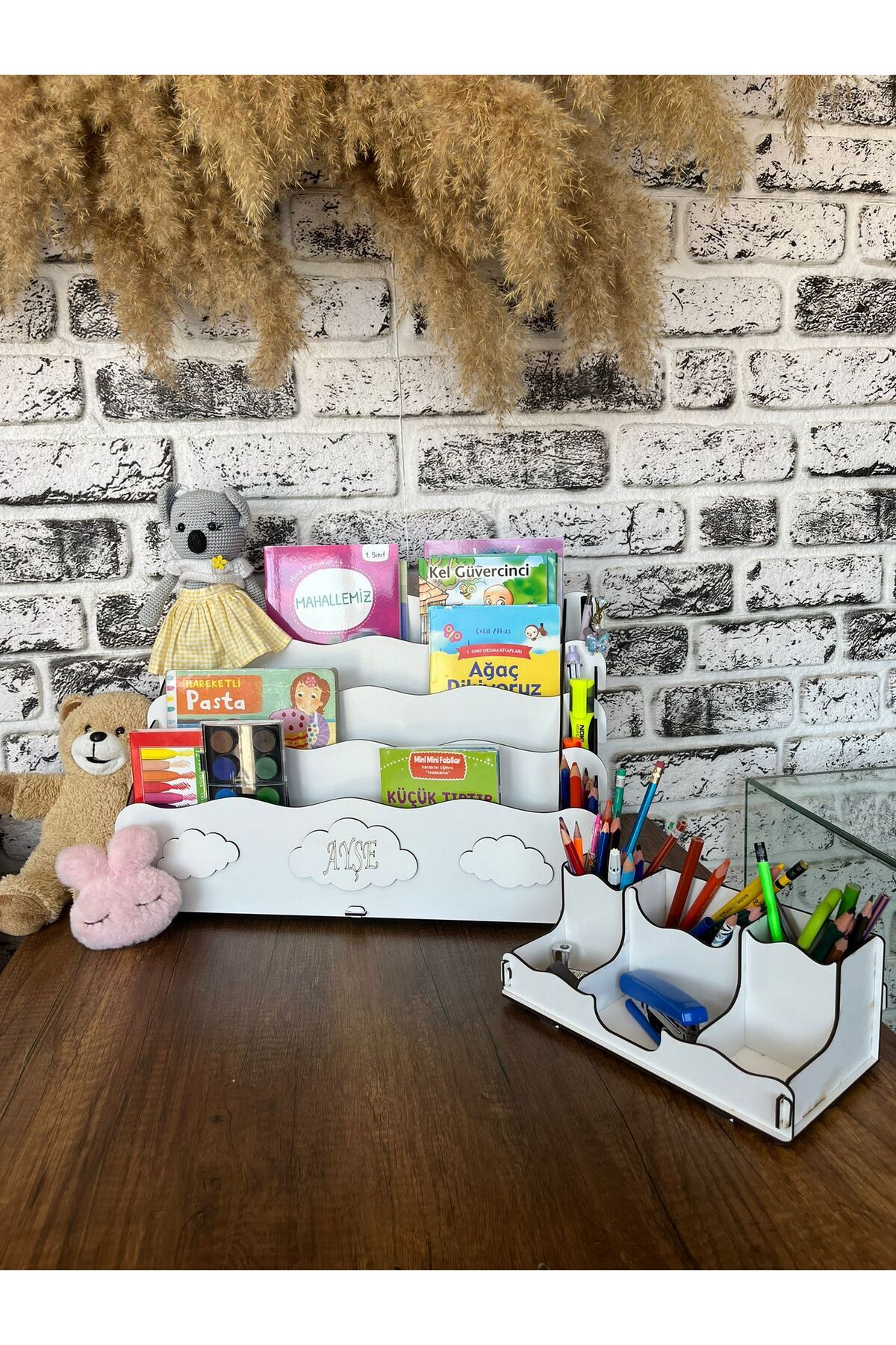 KLES Axel montessori Kalemlikli Kitaplık , organizer Masa Düzenleyici 4 raf'lı Çocuk Kitaplığı fotoğrafı 6 (önizleme)