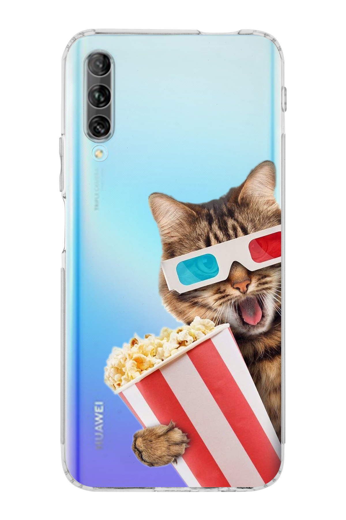 Huawei P Smart Pro ile Uyumlu Kedi 1 Kamera Korumalı Şeffaf Kılıf