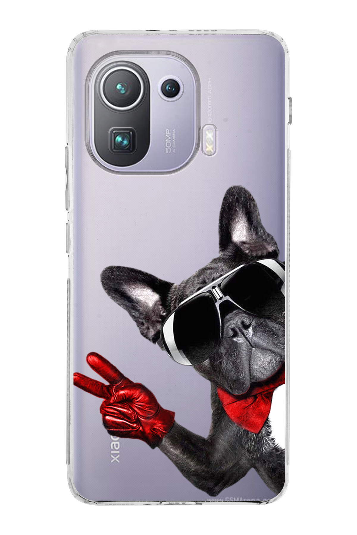 Xiaomi Mi 11 Pro ile Uyumlu Köpek 2 Kamera Korumalı Şeffaf Kılıf