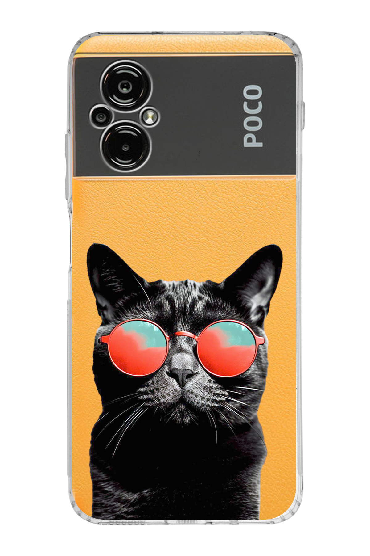 Poco M5 ile Uyumlu Kedi 3 Kamera Korumalı Şeffaf Kılıf