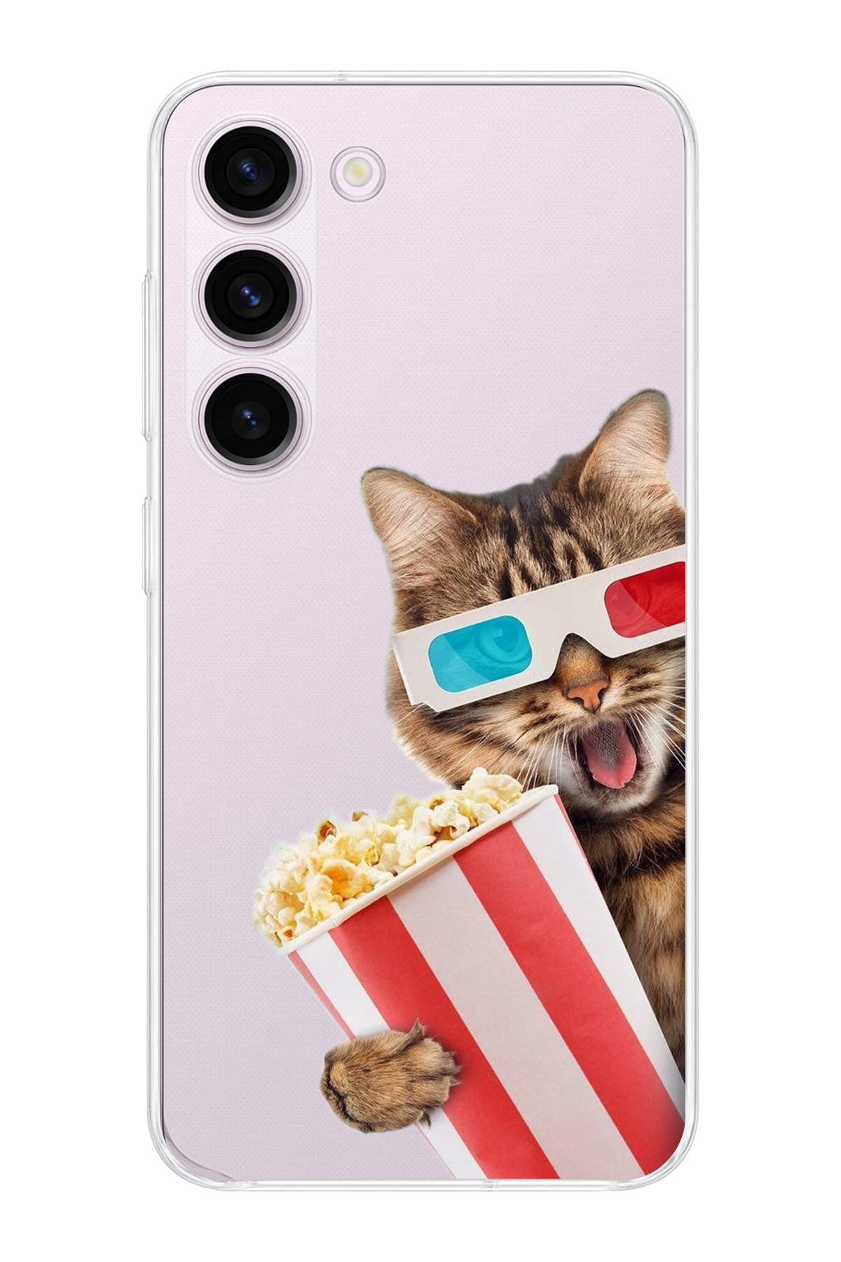 Samsung Galaxy S23 ile Uyumlu Kedi 1 Kamera Korumalı Şeffaf Kılıf