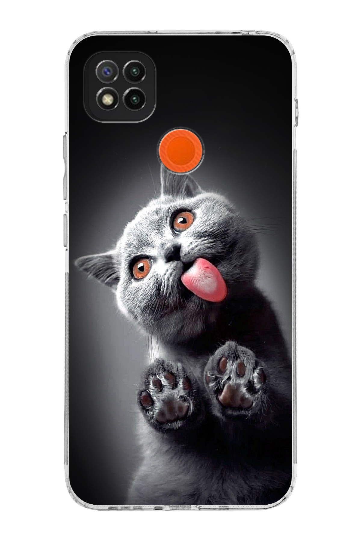 Xiaomi Redmi 9c ile Uyumlu Kedi 2 Kamera Korumalı Şeffaf Kılıf