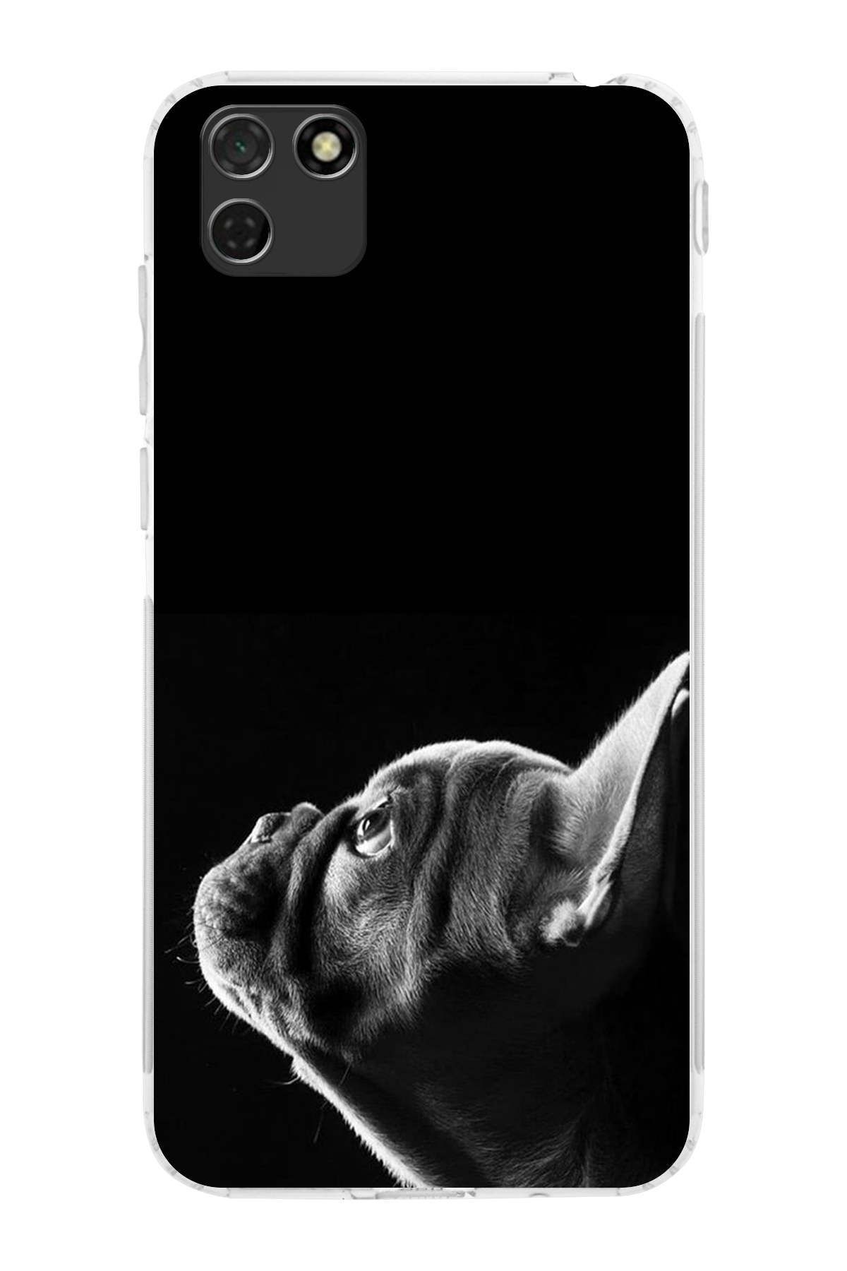 Huawei Y5P ile Uyumlu Köpek 1 Kamera Korumalı Şeffaf Kılıf