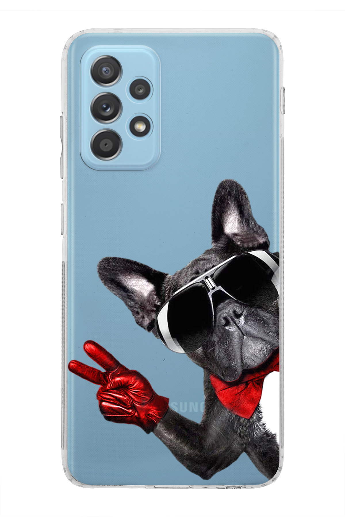 Samsung A52S 5G ile Uyumlu Köpek 2 Kamera Korumalı Şeffaf Kılıf