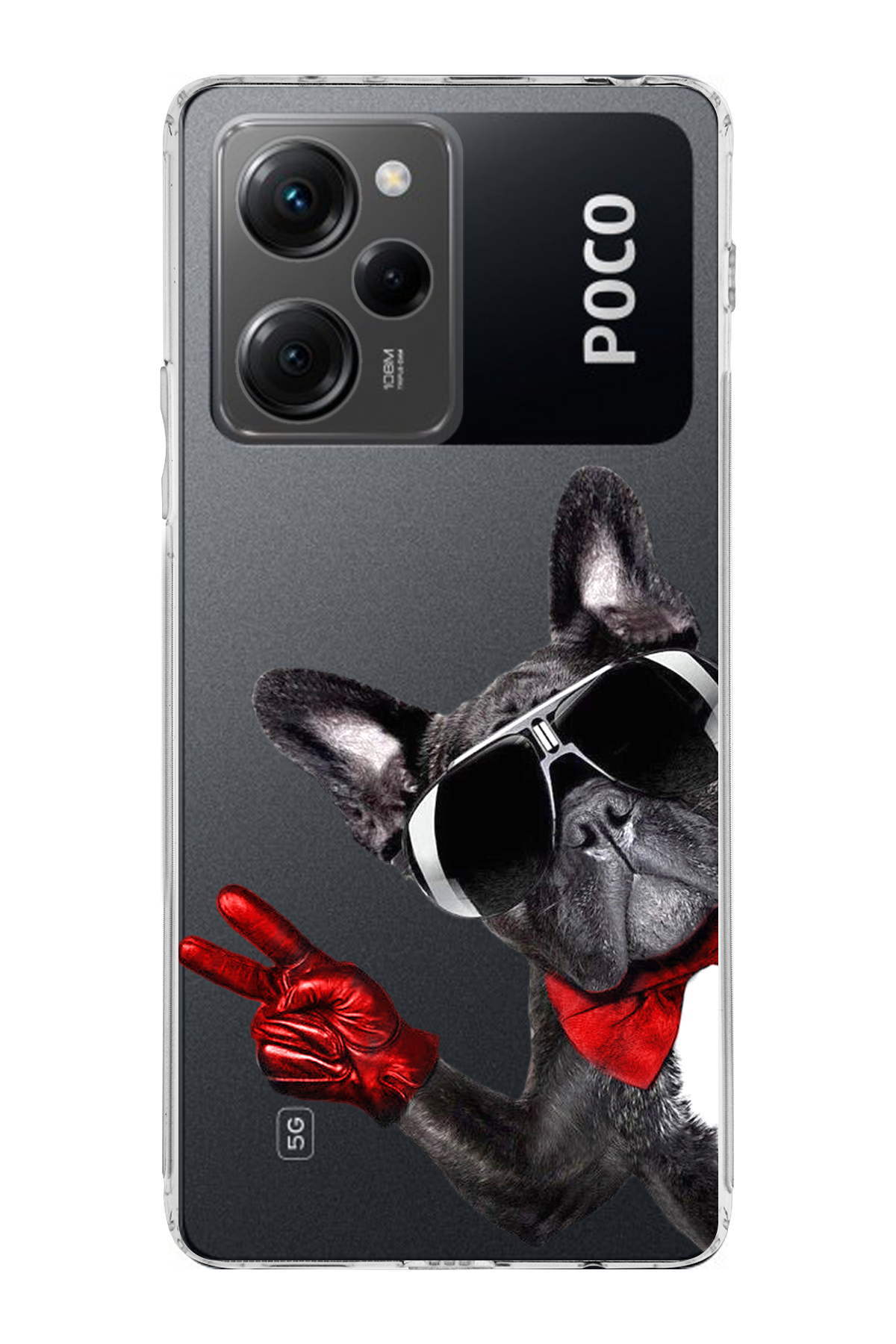 Poco X5 Pro 5G ile Uyumlu Köpek 2 Kamera Korumalı Şeffaf Kılıf