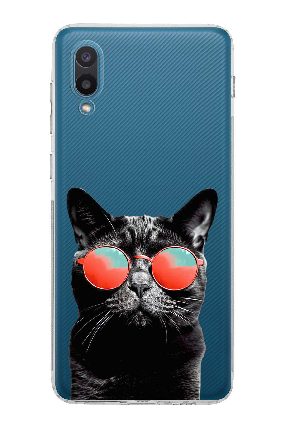 Samsung Galaxy A02 ile Uyumlu Kedi 3 Kamera Korumalı Şeffaf Kılıf