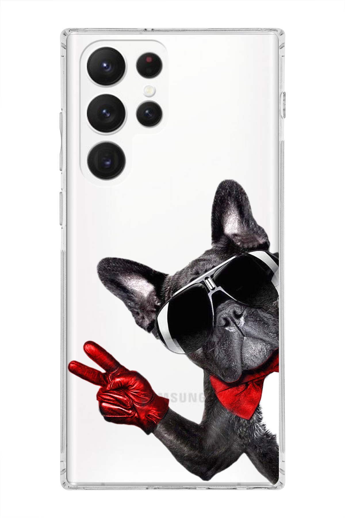 Samsung Galaxy S21 Ultra ile Uyumlu Köpek 2 Kamera Korumalı Şeffaf Kılıf