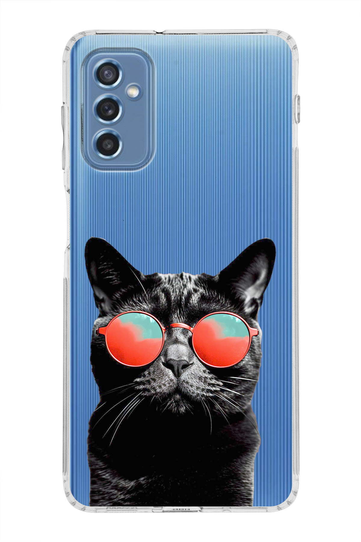 Samsung Galaxy M52 ile Uyumlu Kedi 3 Kamera Korumalı Şeffaf Kılıf