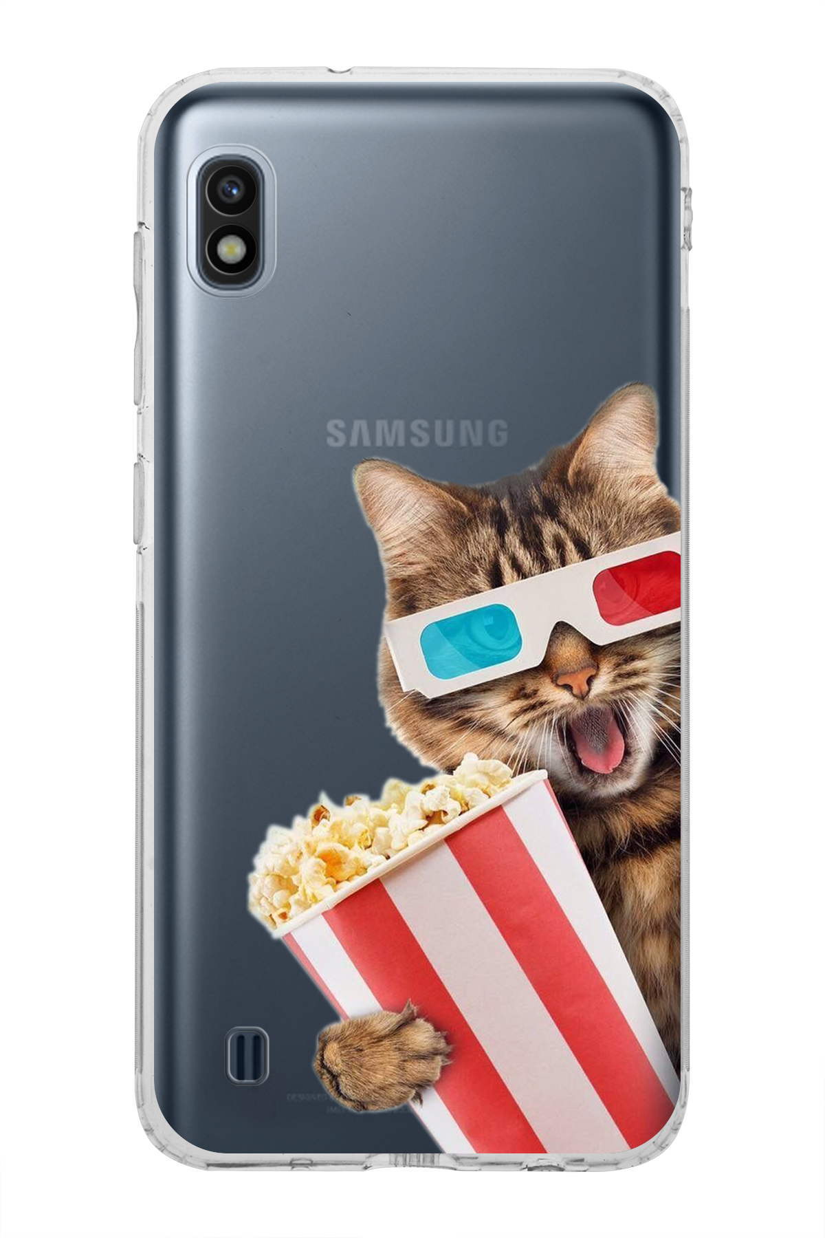 Galaxy A10 ile Uyumlu Kedi 1 Kamera Korumalı Şeffaf Kılıf