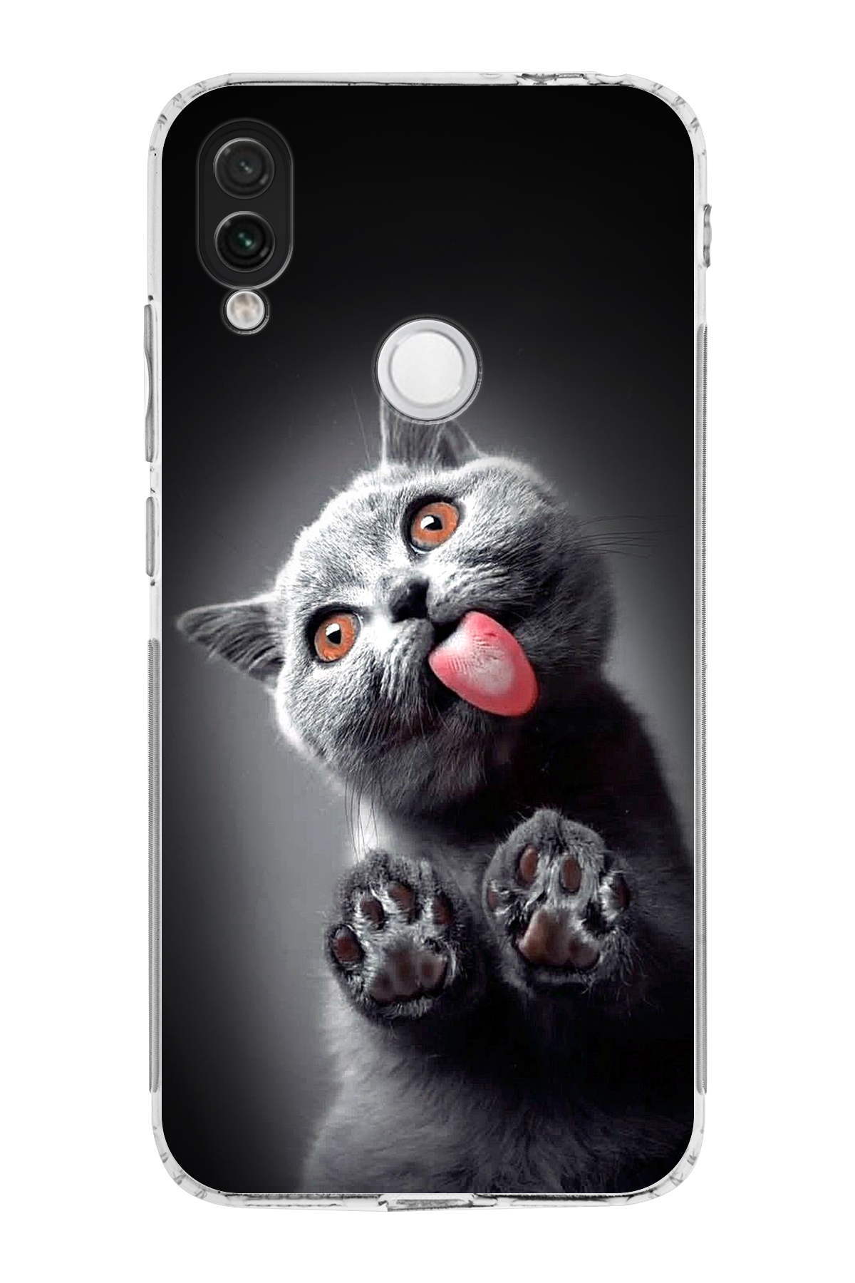 Xiaomi Redmi Note 7 ile Uyumlu Kedi 2 Kamera Korumalı Şeffaf Kılıf