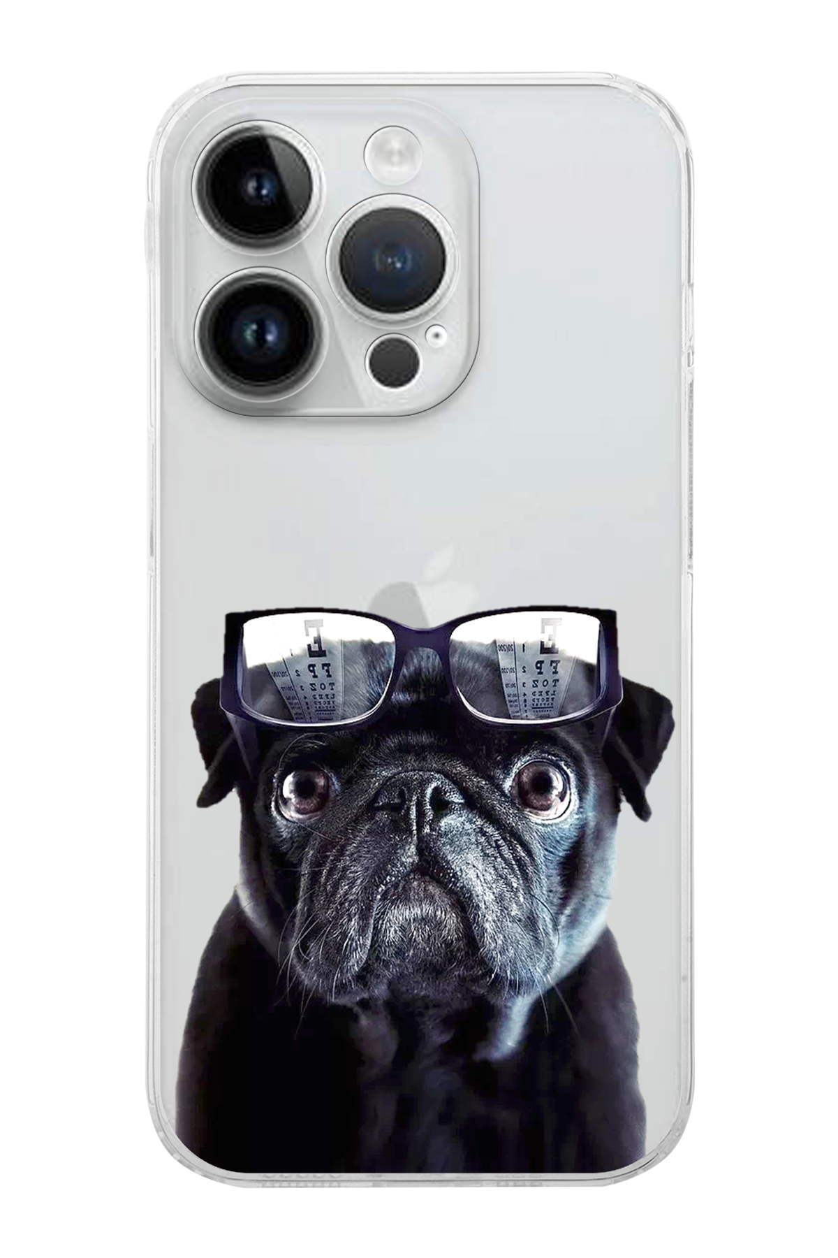 PrintiFy Apple iPhone 14 Pro ile Uyumlu Köpek 3 Kamera Korumalı Şeffaf Kılıf