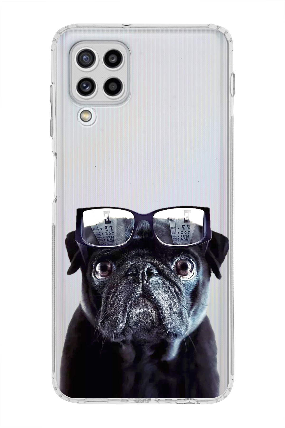 Samsung Galaxy M22 ile Uyumlu Köpek 3 Kamera Korumalı Şeffaf Kılıf