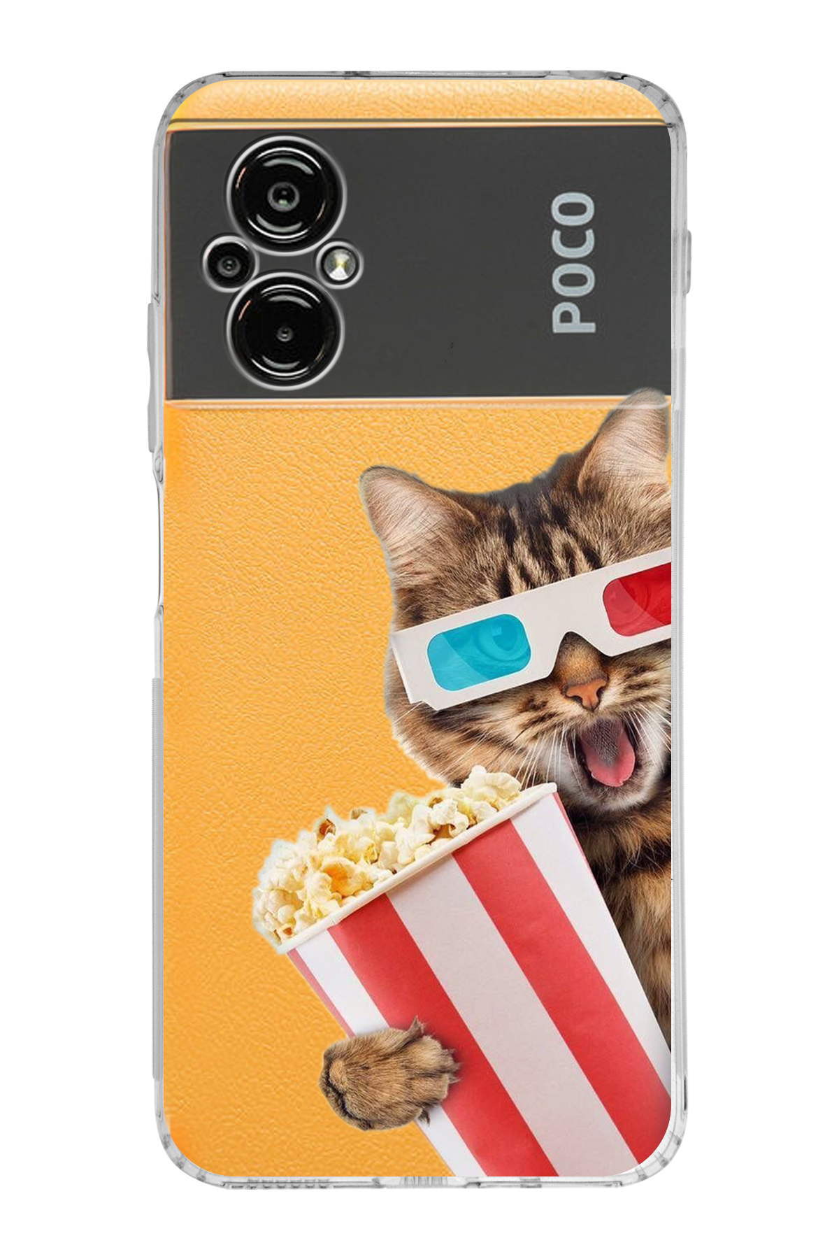 Poco M5 ile Uyumlu Kedi 1 Kamera Korumalı Şeffaf Kılıf