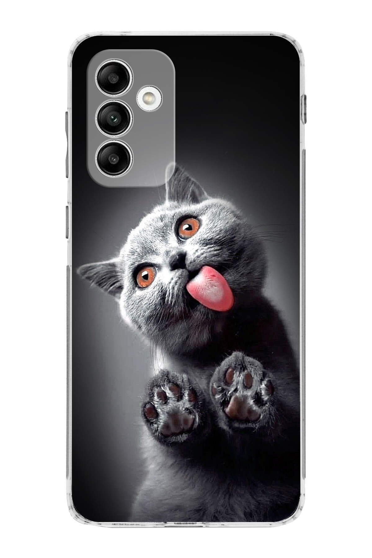Samsung Galaxy M23 ile Uyumlu Kedi 2 Kamera Korumalı Şeffaf Kılıf