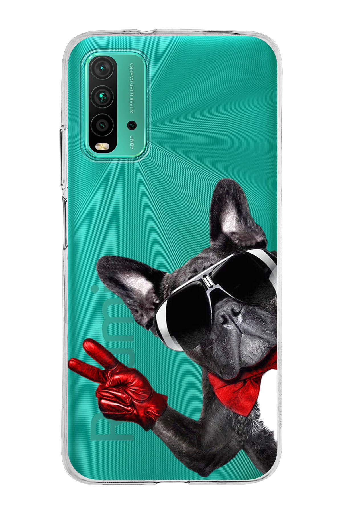 Poco M3 ile Uyumlu Köpek 2 Kamera Korumalı Şeffaf Kılıf