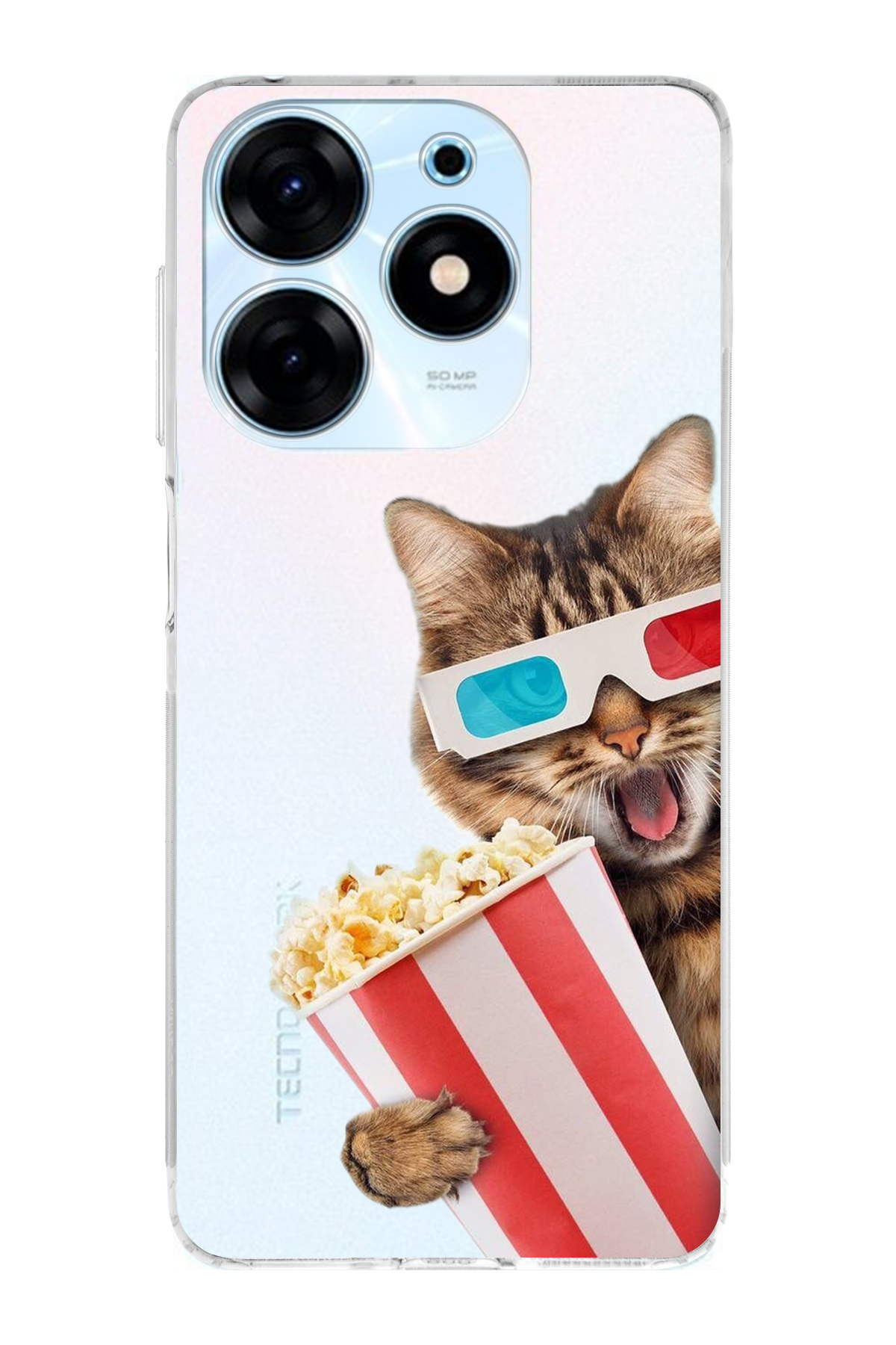 Tecno Spark 10 Pro ile Uyumlu Kedi 1 Kamera Korumalı Şeffaf Kılıf
