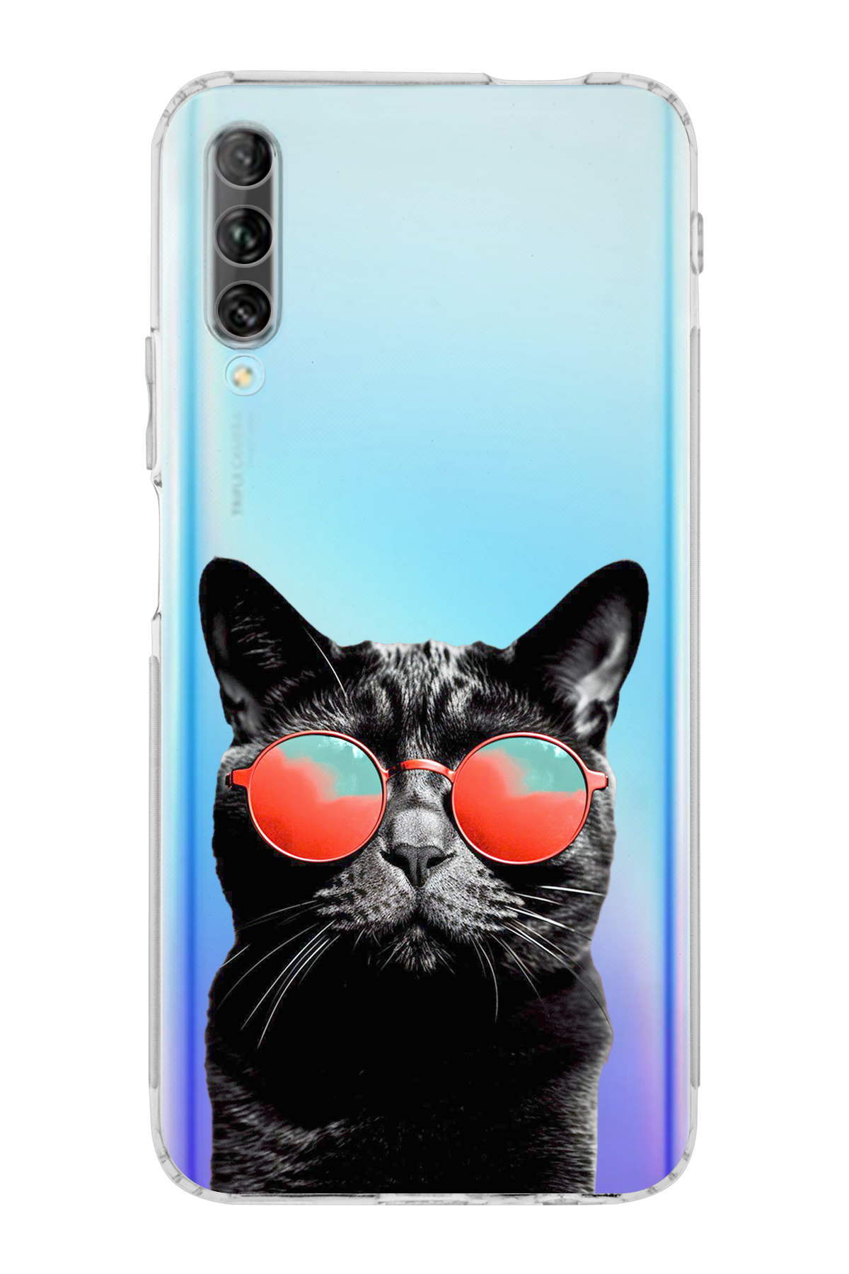 Huawei P Smart Pro ile Uyumlu Kedi 3 Kamera Korumalı Şeffaf Kılıf