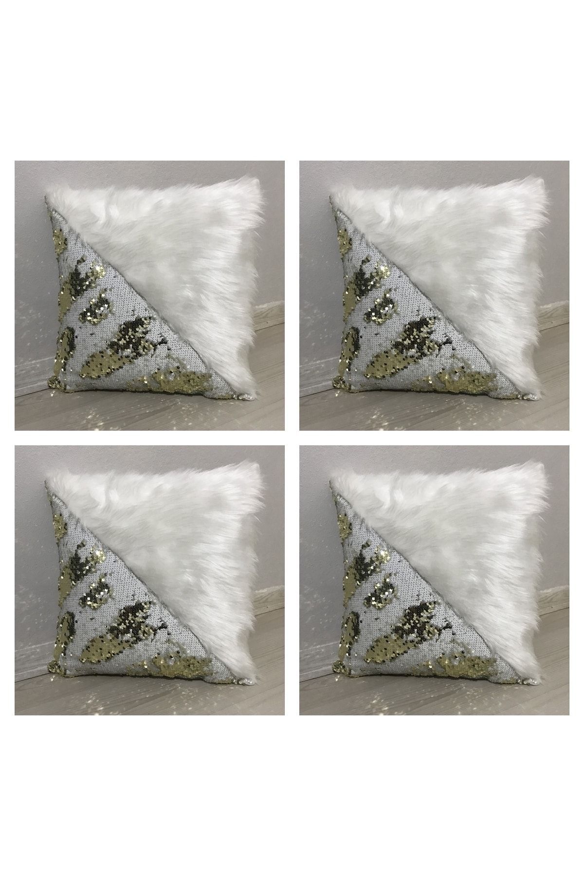 4-Piece Sequin Plush Triangle Pillowcase
