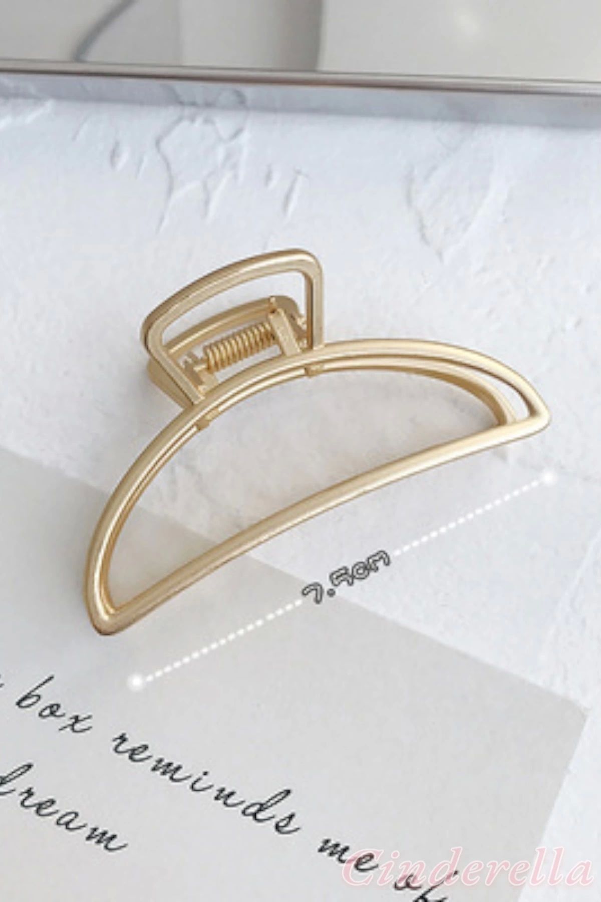 Half Moon Model Women's Gold Metal Ratchet Hair Clip - Medium Tight Gathering Luxury Ratchet Hair Clip