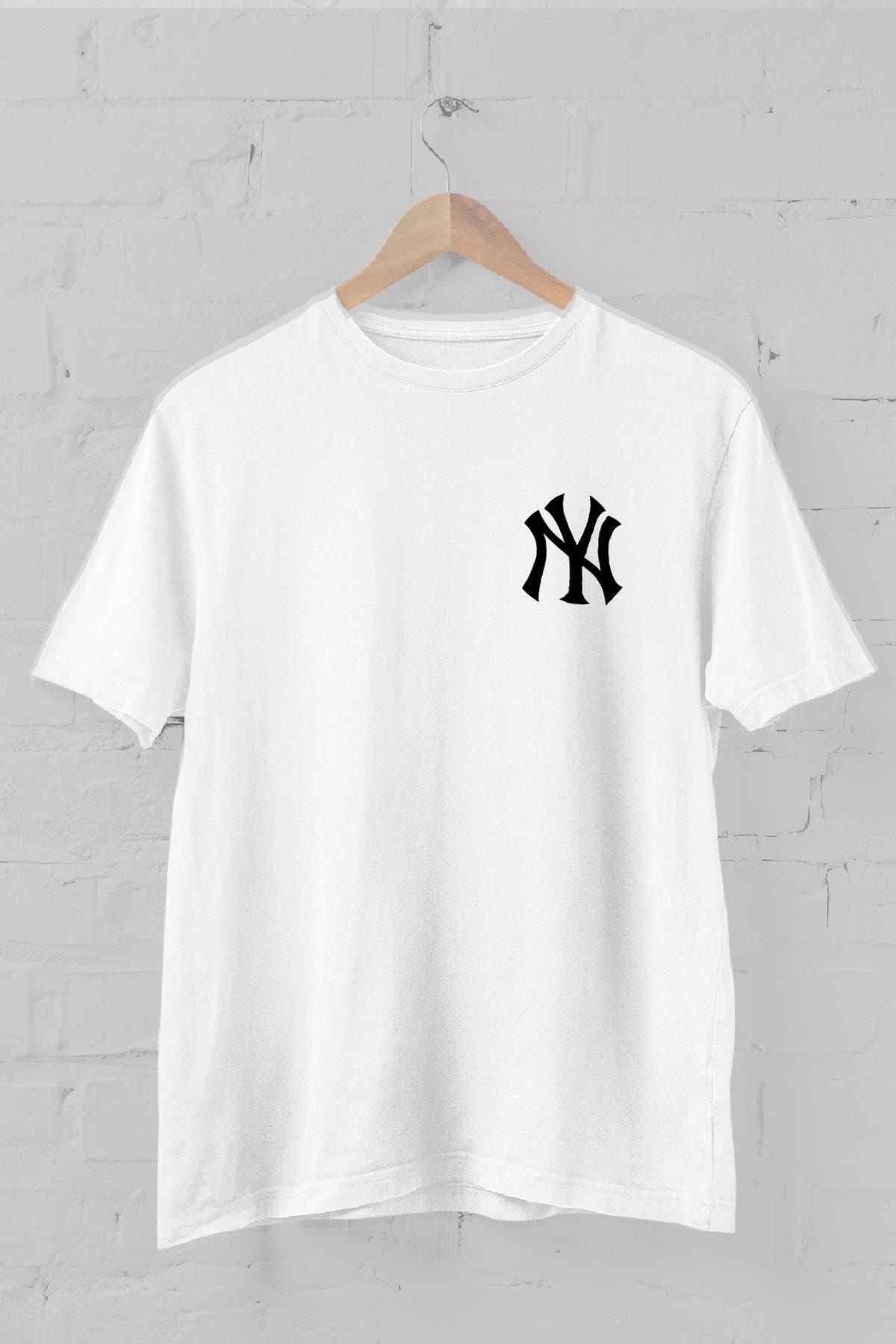 Blah-Weißes Herren-T-Shirt mit Rundhalsausschnitt und Wappen der New York Yankees 1