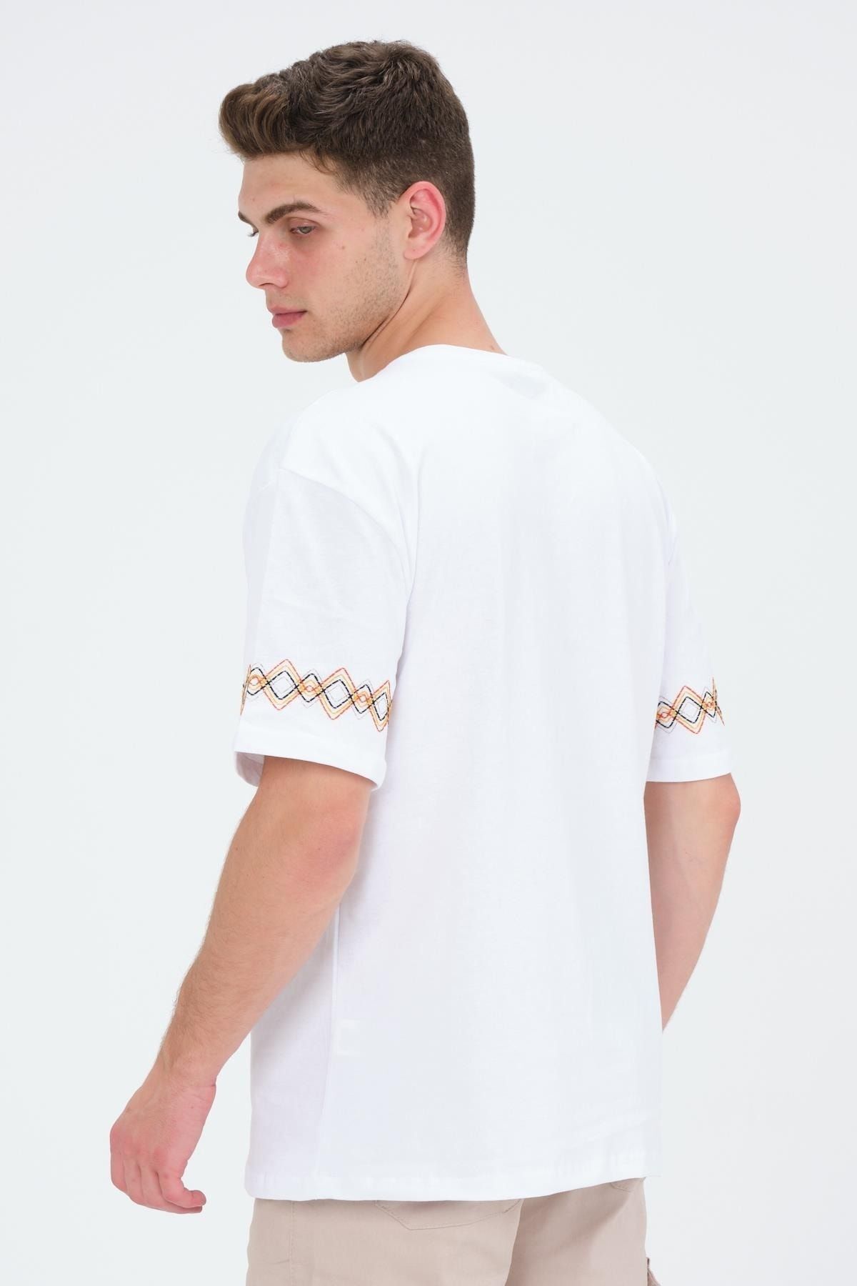 Domoda-Tricou alb cu mânecă scurtă, cu mânecă scurtă, brodat de bază, din bumbac 5