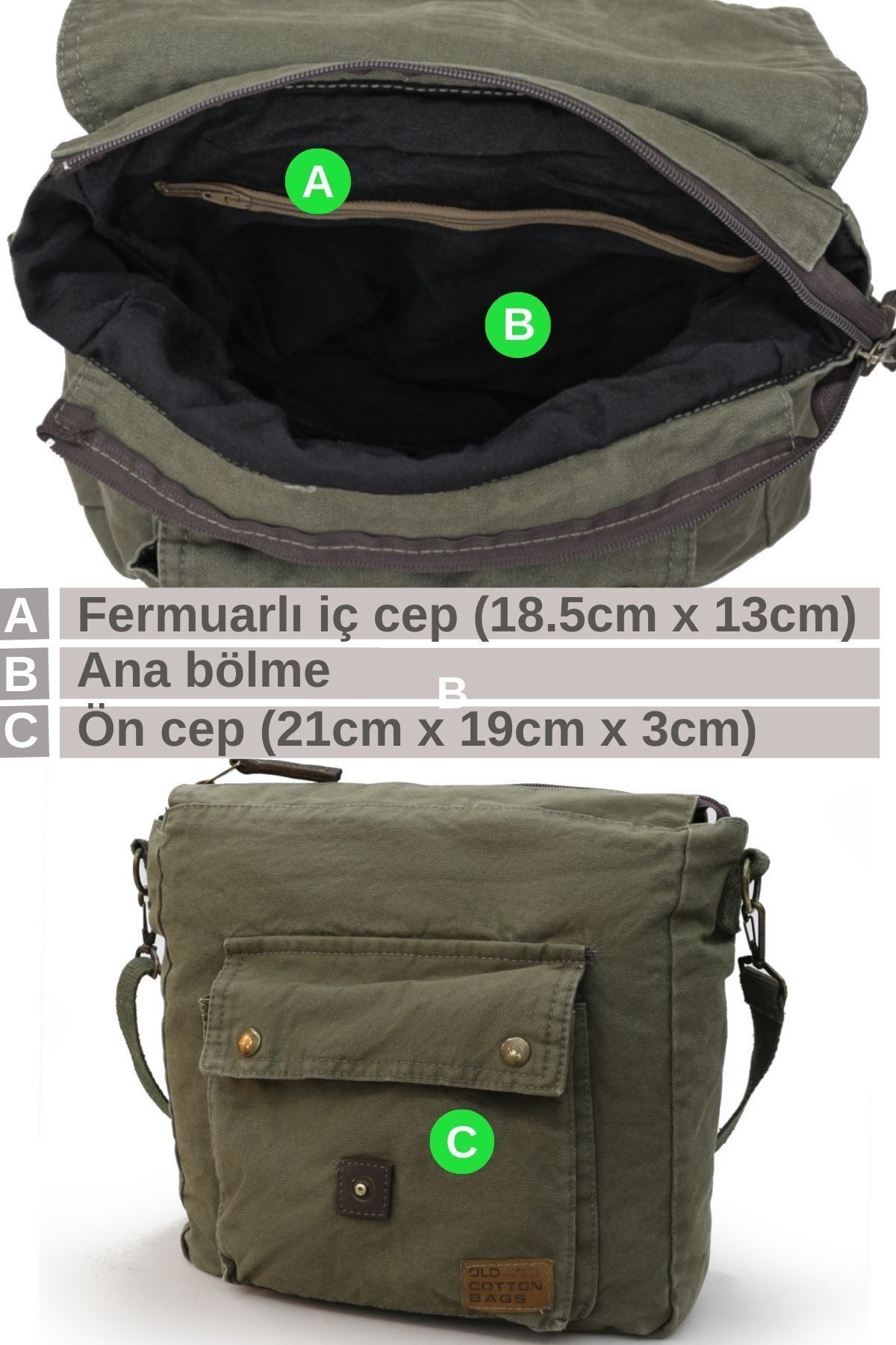 Old Cotton-7170 Branco Canvas Shoulder Khaki Postman Laptop Cross Document Notebook Tablet Bag 3