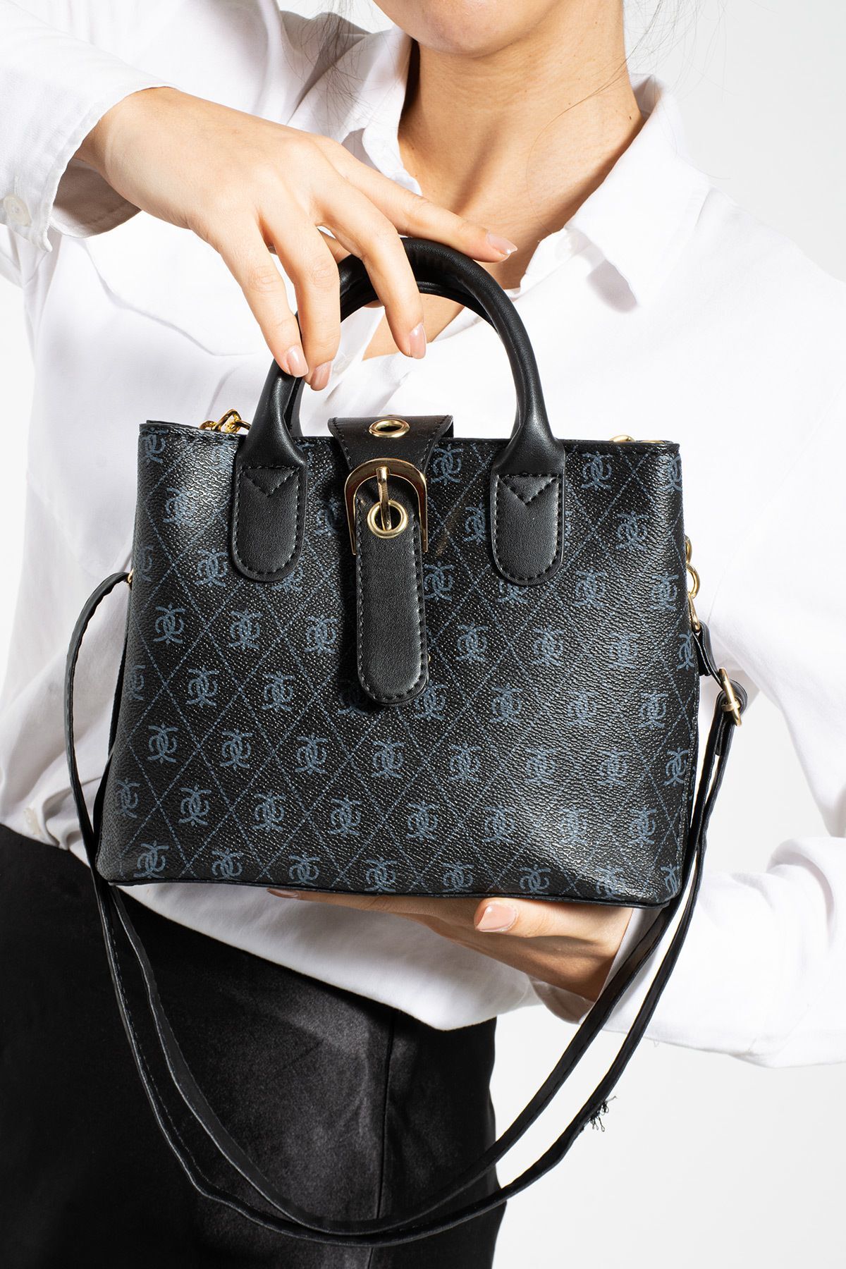 Rosmod Dámská černá kožená taška na rameno a ruku se vzorem Venus, zapínání na zip, kabelka do ruky a přes rameno