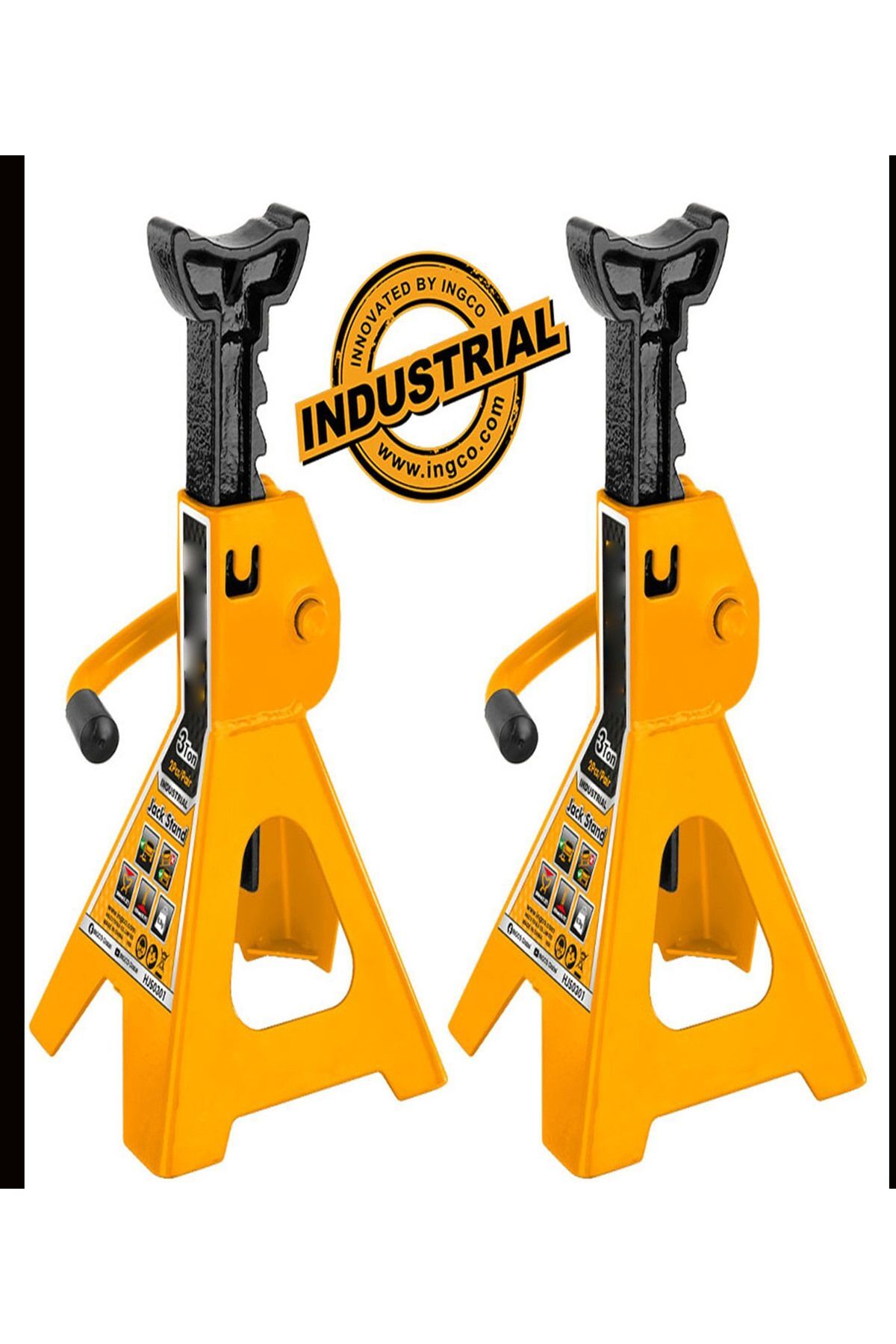 MOONSHOP Pro Alman 3TON-3000KG Kaymaz Kilitleme Özelikli Korumalı 3 Ton Kriko Standı Araç Altı Sehpa 2 Li Set