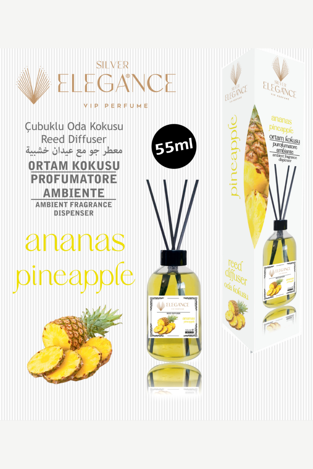 Özel Fiyat - Ananas Reed Diffuser Bambu Çubuklu Oda Kokusu (55 ML)