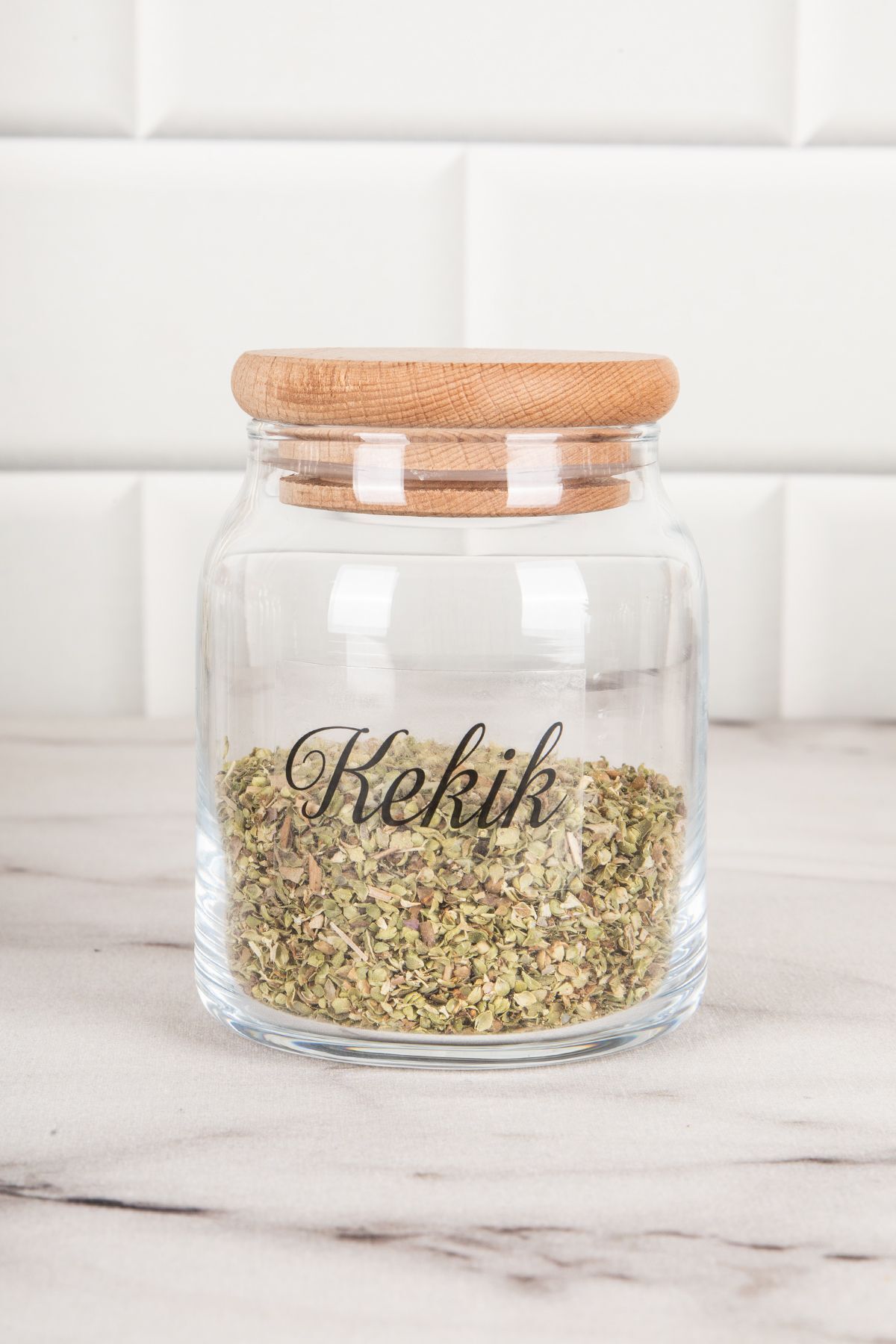 DNS HOME-Set of 12 Spice Jars with Wooden Lids, Storage Container Jar Set with Transparent Label, 300 ml 3