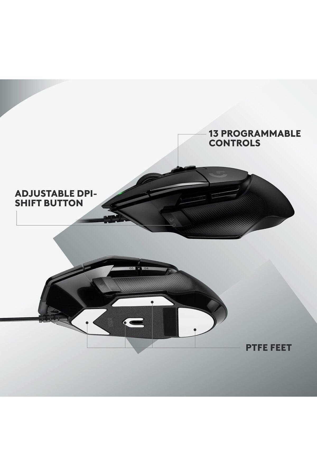 logitech-G Logitech G502 X Wired Gaming Mouse - optical-mechanical primary switches- Black 5