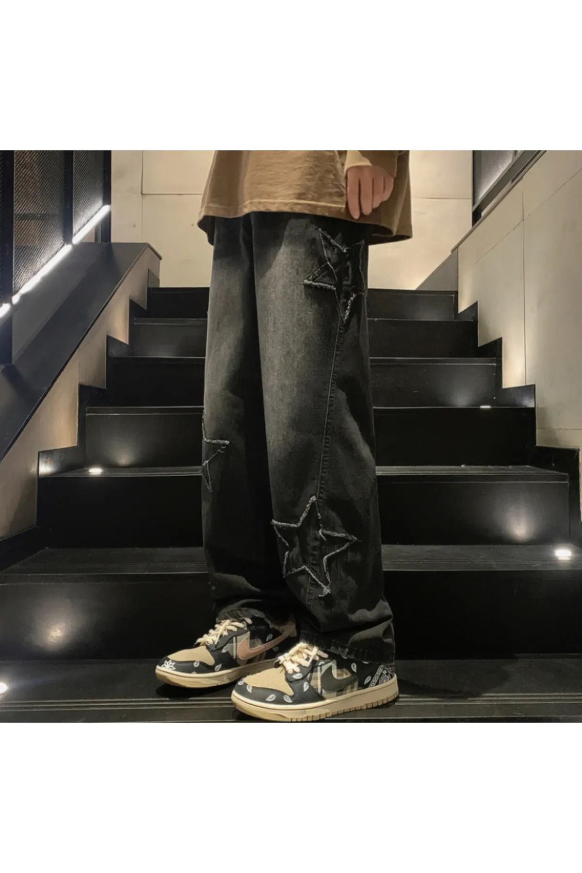 RockMore  Y2K RECYCLED BAGGY POCKET YILDIZ BATCH JEAN PANTOLON - Görsel 3