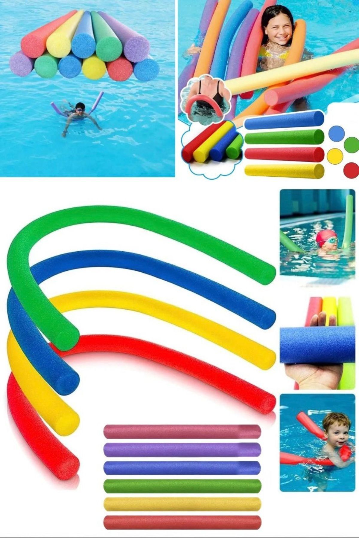 Utelips-Floating Foam Sticks Foam Sticks For Swimming Sea Pool No Sink Soft Easy Learning Foam Stick 6