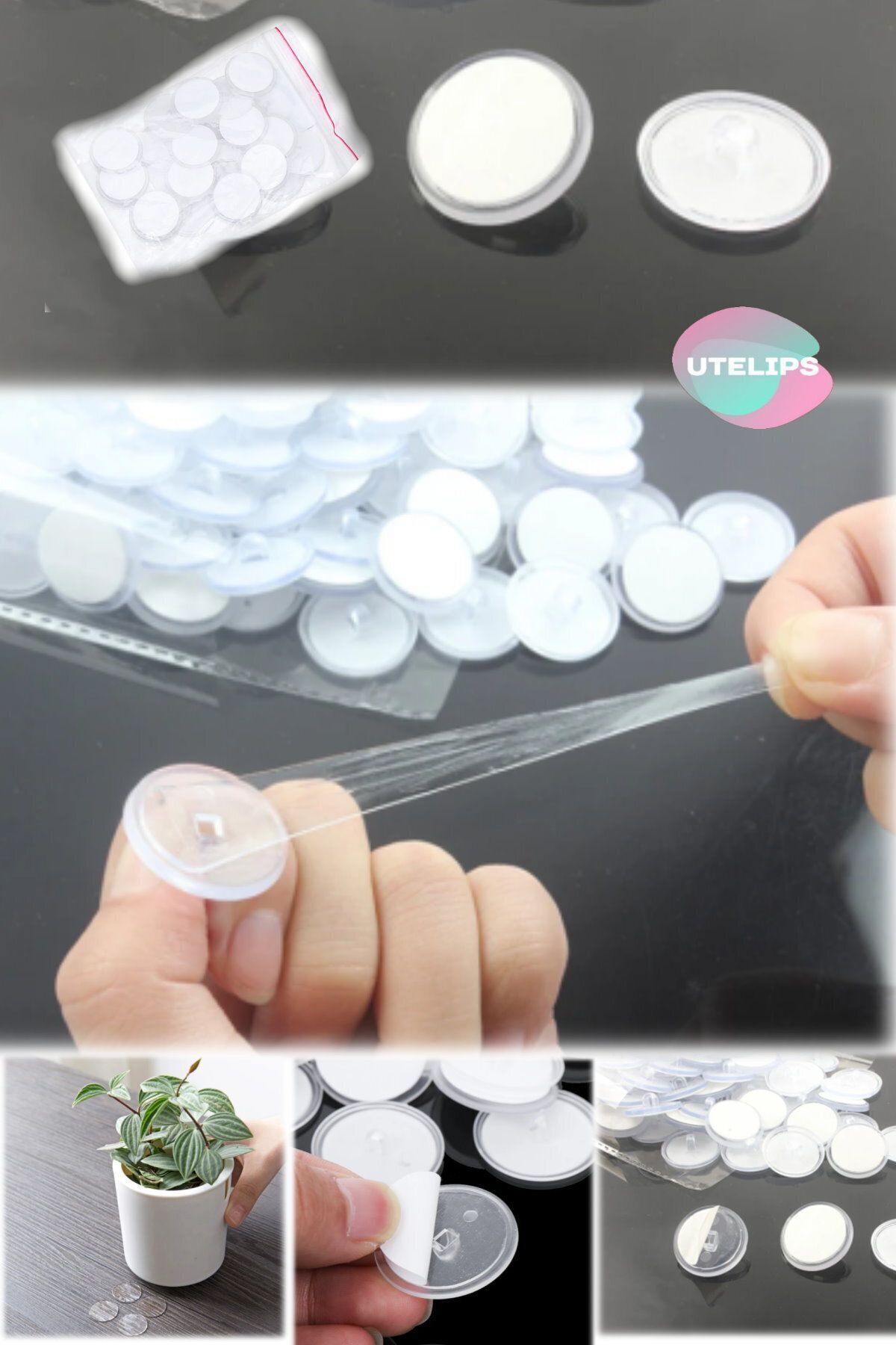 Küçük Burjuvazi-60 Pieces Multi-Purpose Without Using Nails Adhesive Diameter Without Punching Paste Painting Note Frame Plaque Hanging 6