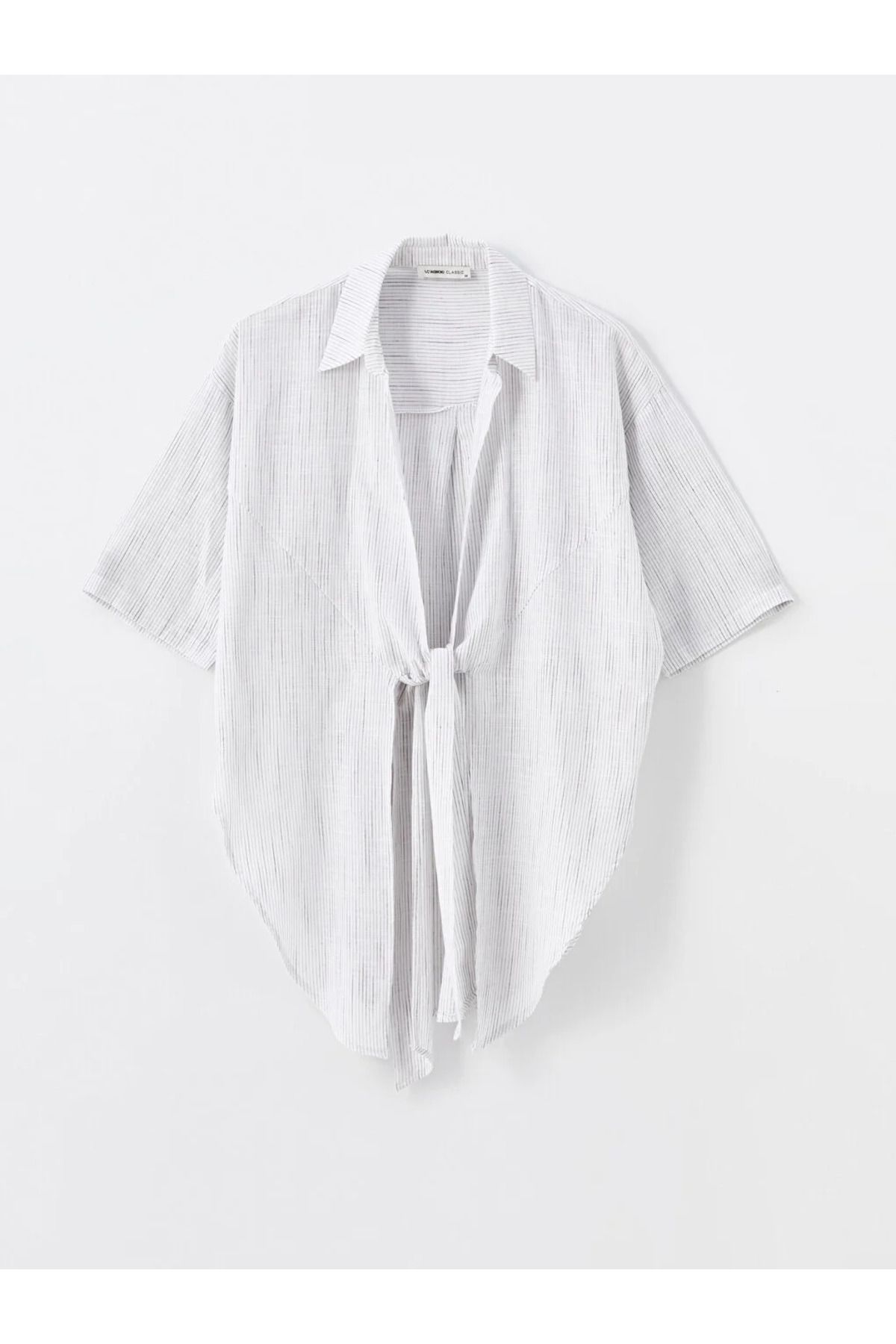LCWAIKIKI Classic Gömlek Yaka Çizgili Oversize Kadın Kimono