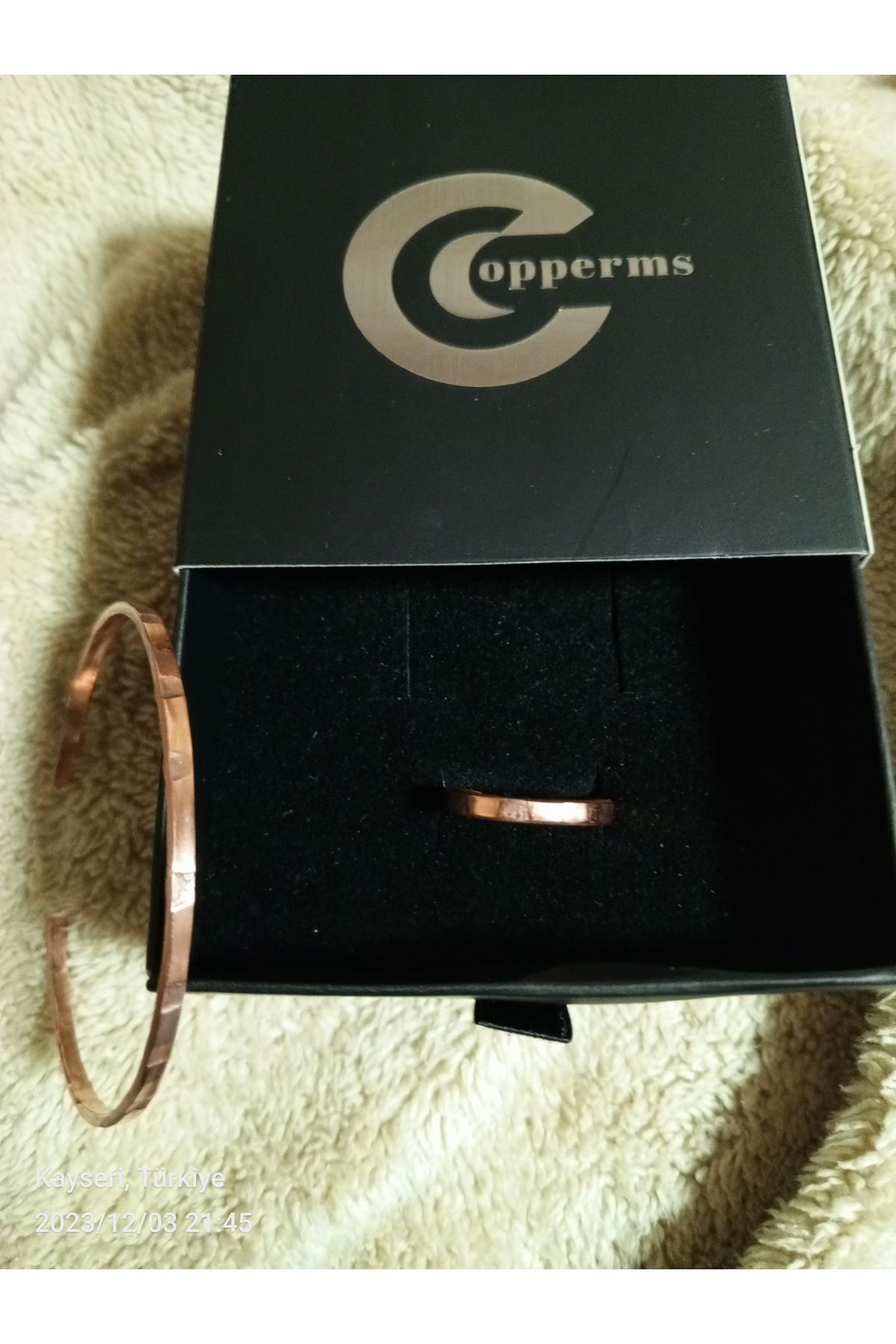 COPPERMS-Women's Copper Forged Thin Ring And Bracelet Handmade Mini Set 4