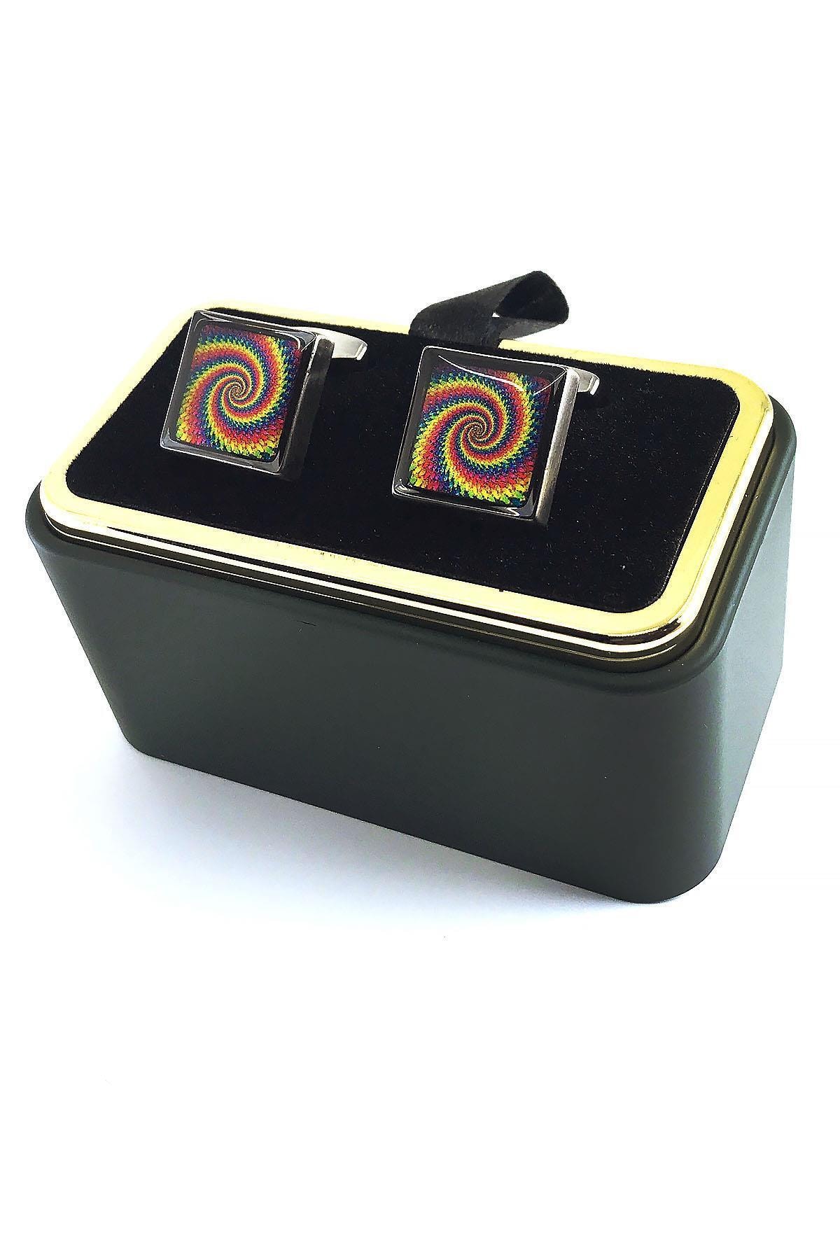  دکمه سرآستین مربعی دودی خاکستری KD1421