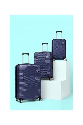 G&d Gedox Polo Suitcase Abs 3'lü Lüx Valiz Seyahat Seti Lacivert G3