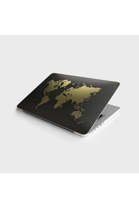 Laptop Sticker Notebook Pc Kaplama Etiketi Dünya Haritası Gold LNS-15
