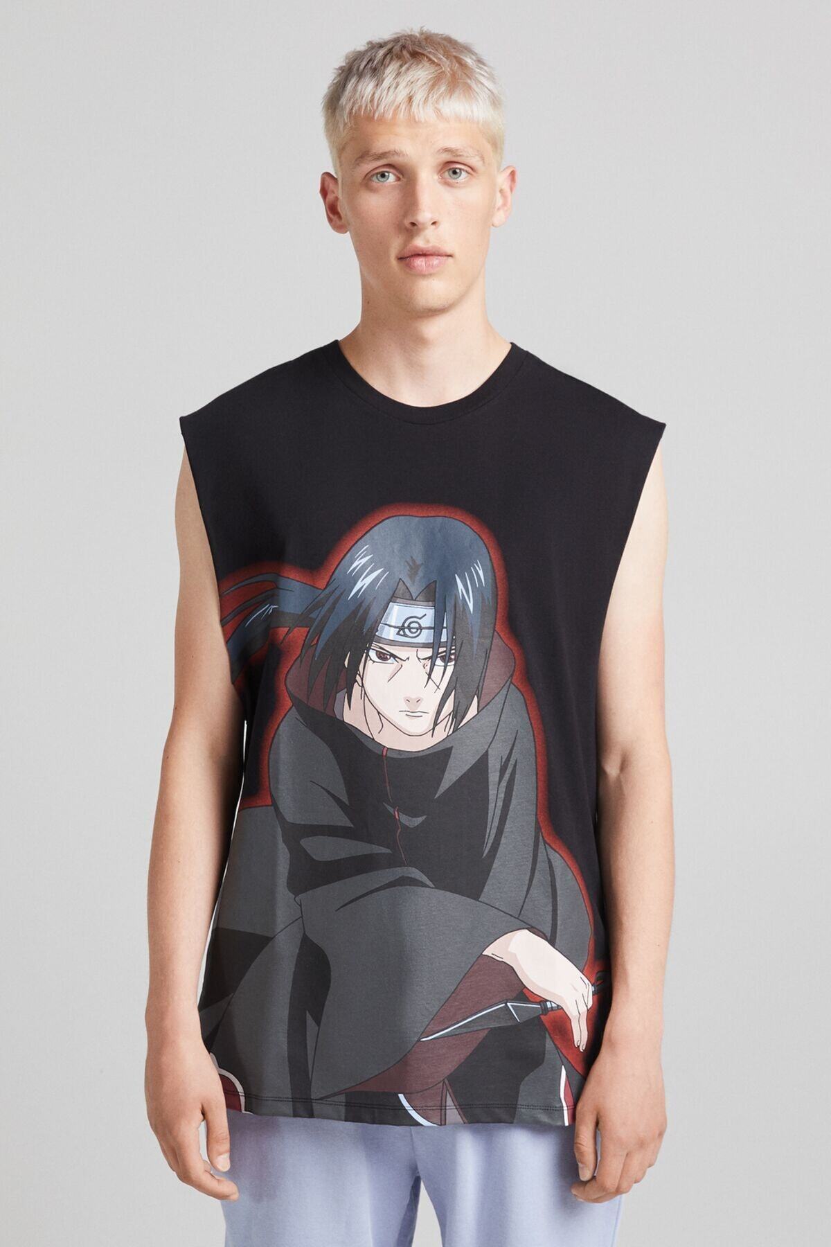 تاپ مردانه مشکی Naruto برند برشکا Bershka