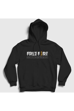 Unisex Siyah Logo V2 Free Fire Kapüşonlu Sweatshirt 233740tt