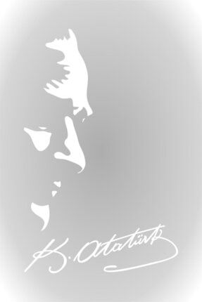 Beyaz Kemal Atatürk Silüeti ve İmza Oto SAraba Sticker 30 cm 795258220606